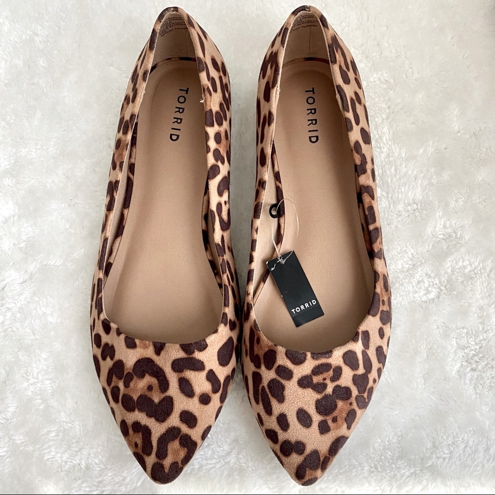 Torrid Leopard Faux Suede Flats Shoes Size 13 Wide